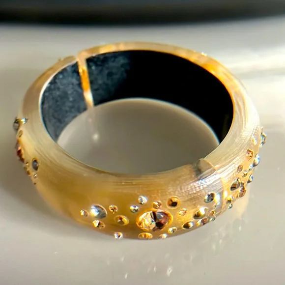Alexis Bittar Lucite Crystal Hinged Bangle Bracelet*